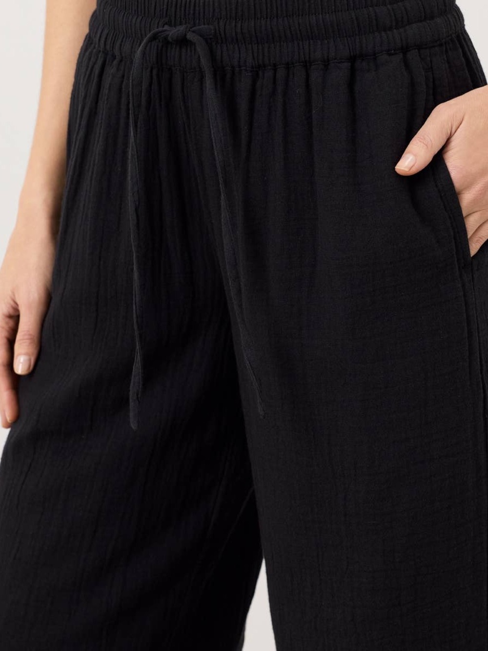 Pact Coastal Double Gauze Split Hem Pants Black NWT - Picture 4 of 4